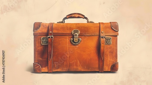 vintage leather suitcase ready for travel adventures concept illustration