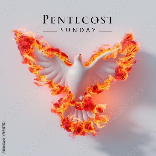 Pentecost background with flying dove. Whit Sunday, Whitsunday or Whitsun photo
