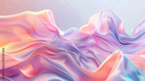abstract fluid gradient wave shape in glossy pastel colors smooth 3d rendering for modern design background