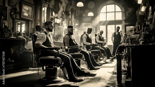 Barber working in barbershop. Barbershop concept.