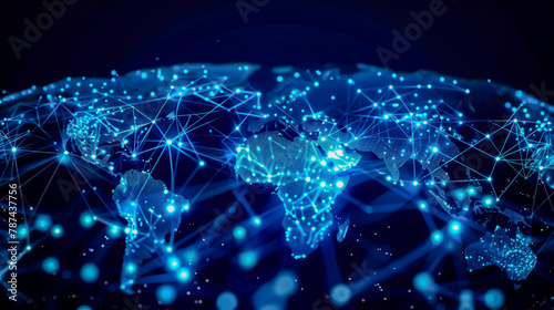 A sleek hightech world map projection illustrating