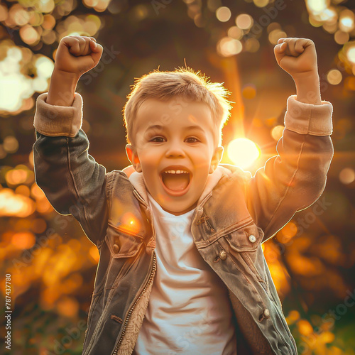 Vibrant portrait of Success Kid with clenched fist