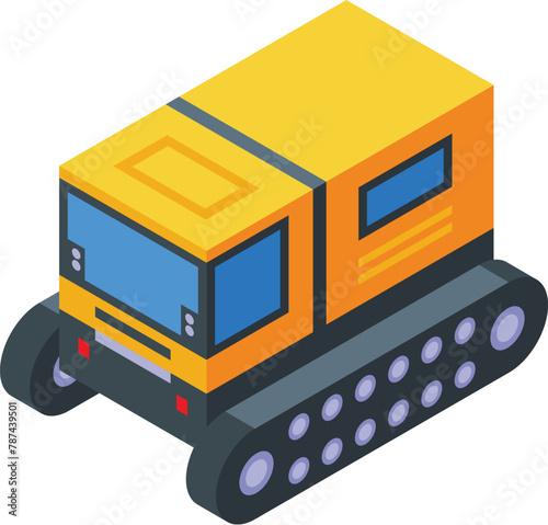 Arctic exploration vehicle icon isometric vector. Winter expedition. North pole post
