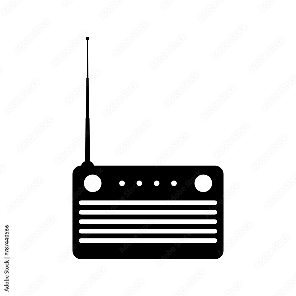 Radio icon. Black silhouette. Front view. Vector simple flat graphic illustration. Isolated object on a white background. Isolate.