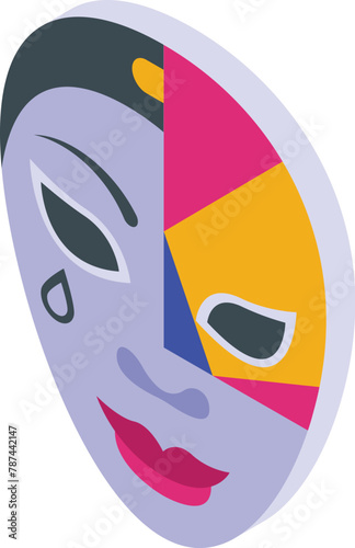 Face carnival mask icon isometric vector. Italian fashion. Cover mystery
