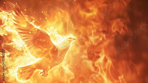 holy spirit dove in flames new testament christian symbol religious illustration with copy space