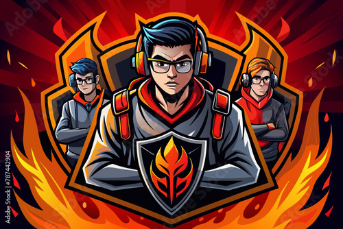 Introducing our dynamic esports logo sleek and modern, it features video game players deeply immersed in intense gaming action. 