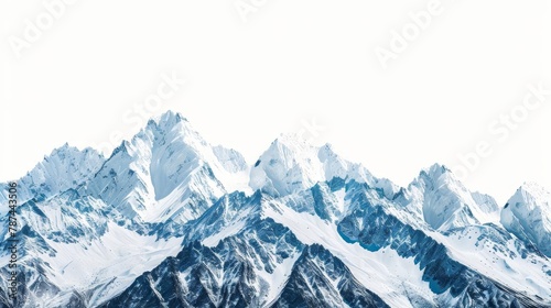 majestic snowcapped mountain peaks isolated on white background landscape photography cutout