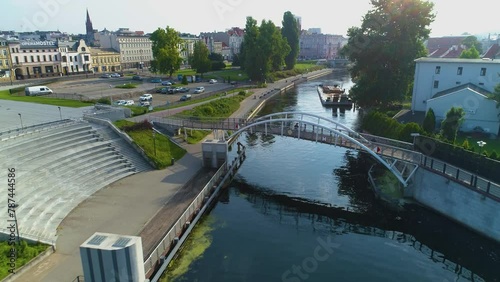 Barge River Brda Bydgoszcz Rzeka Wybrzeze Aerial View Poland photo