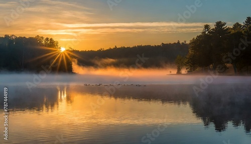 A serene sunrise over a mist-covered lake © Jeremy Landscapes