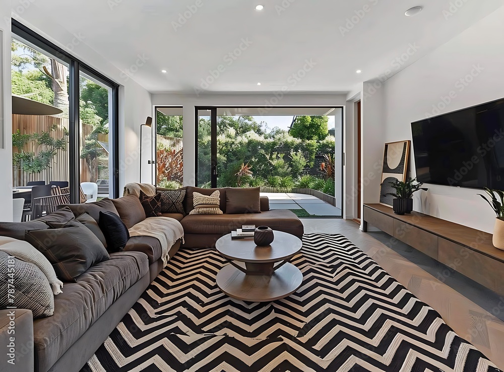 A photo of an Australian living room with modern interior design Stock ...