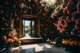 A wall embraced by flowers, a background that invites the beauty of nature indoors.