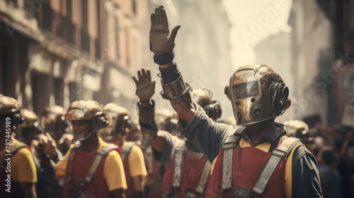 Firefighters take part in a procession as part of the Expo, universal exposition on the theme of food in Milan. photo