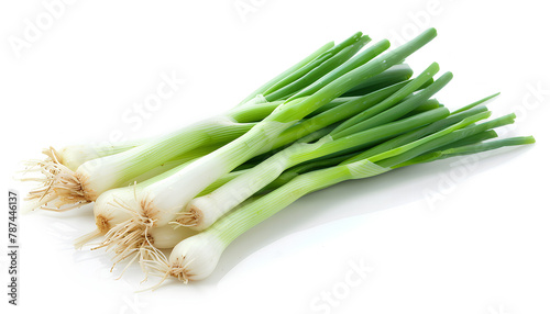 Fresh green onion on white background