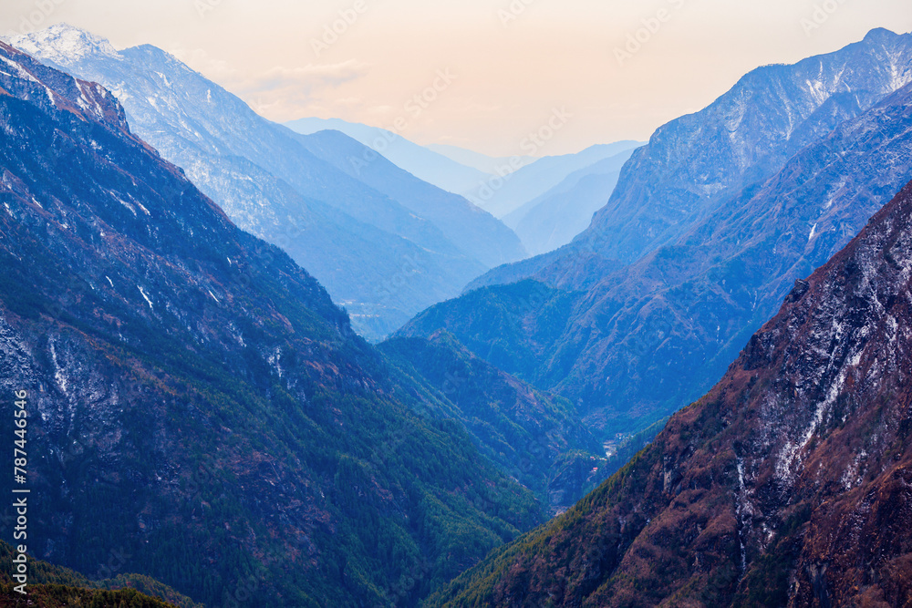 Mountain landscape in Everest region, Nepal - obrazy, fototapety, plakaty 