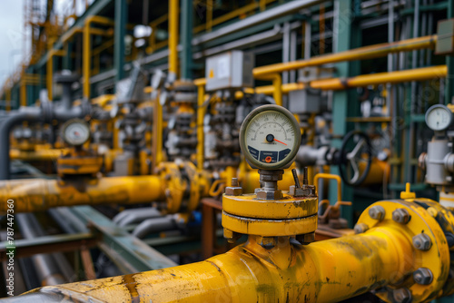 Close-up of pressure gauge in industrial plant © gearstd