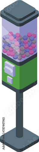 Bubble gum machine stand icon isometric vector. Sweet food. Candy gum
