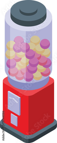 Game bubblegum machine icon isometric vector. Flavor dessert. Candy ball