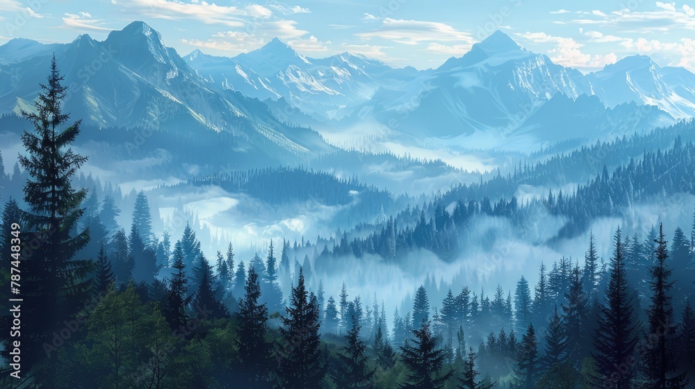 Scenery from the mountains among the trees Scenery from the mountains among the trees