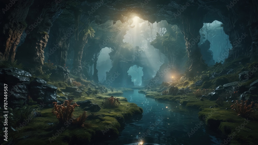 Explore the depths of a hidden world, where magic and mystery intertwine in a fantastical landscape
