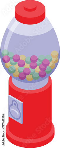 Round sugar bubblegum machine icon isometric vector. Sweet dessert. Sugar sweet