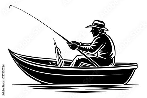 Presenting our minimalist black SVG line vector a serene depiction of 'The Waiting Game.' This silhouette clip art captures the angler's quiet anticipation and patience