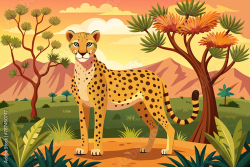 Cheetah in its natural African environment background