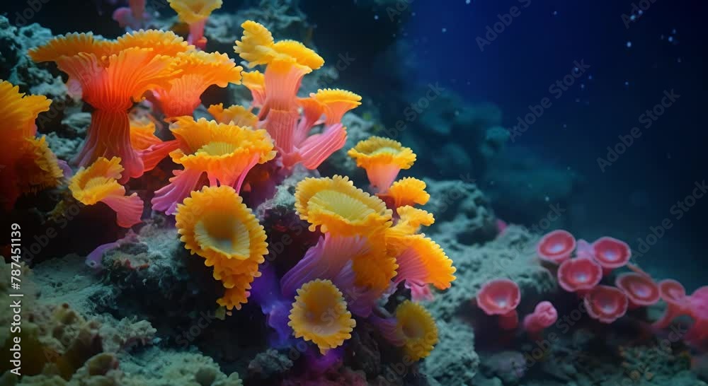 A beautiful and colorful underwater image of a coral reef with many different types of coral and fish. A beautiful and colorful underwater image of a coral reef with many different types of coral and fish.