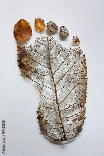 Environmental Footprint made of leaves, eco-friendly, responsible nature