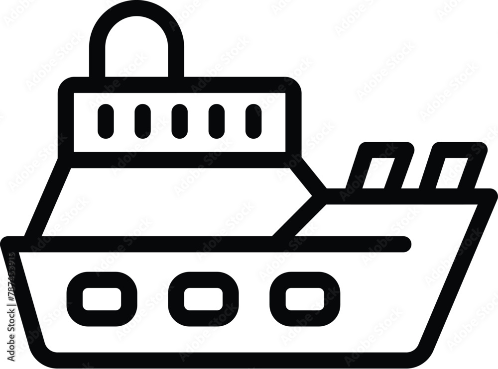 Naklejka premium Armed vessel icon outline vector. Fighting boat. Sea army warship