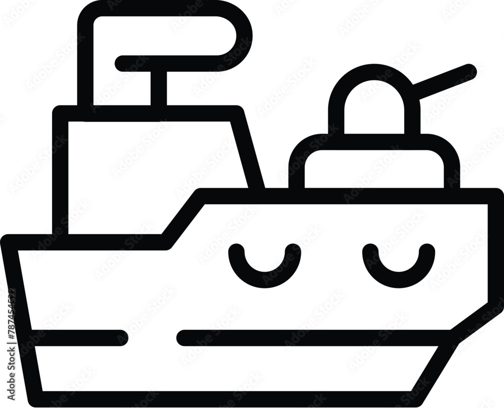 Naklejka premium Naval warfare ship icon outline vector. Battle boat. Defense combat vessel