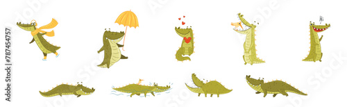 Cute Crocodile Character in Different Situation Vector Set © Happypictures