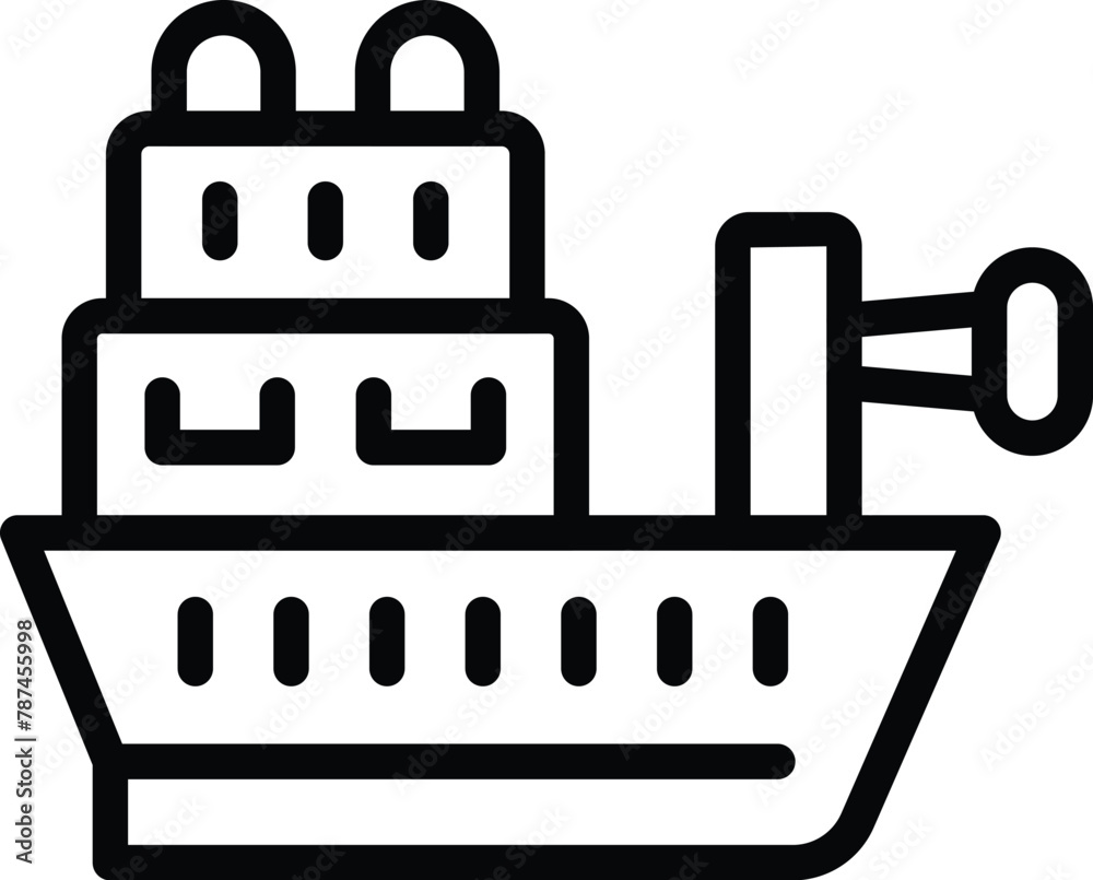 Obraz premium Seagoing military vessel icon outline vector. Marine attack boat. Water battleship fleet