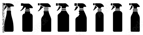 Spray bottle icon. Set of Spray bottle symbols in flat graphic design