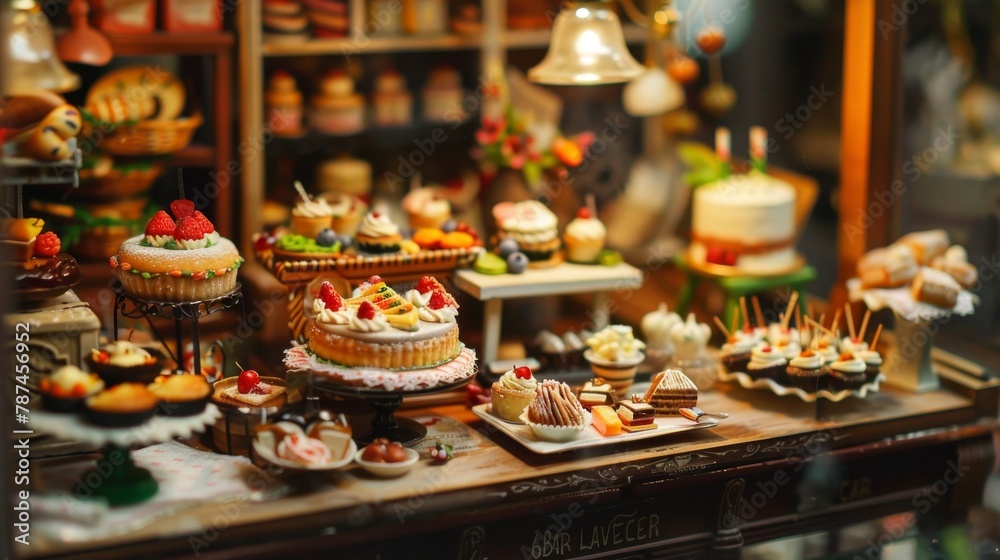 Sweet Delights in Miniature Bakery Setting