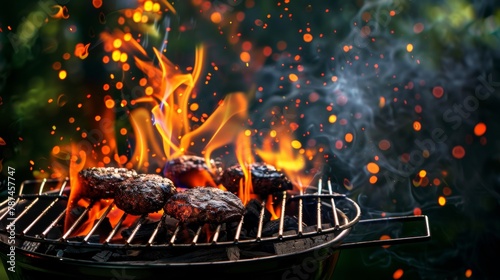 Charcoal for barbecue background with flames