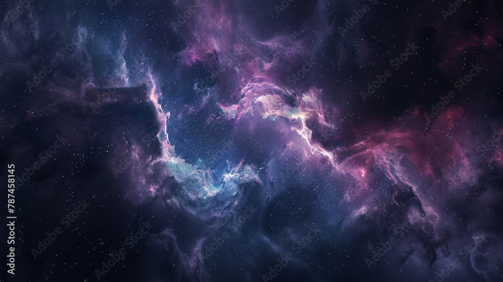 The ethereal beauty of a nebula, mystical and full of cosmic dust, floating silently in space - obrazy, fototapety, plakaty 