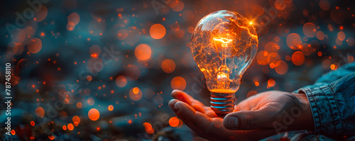 Businessman Holding Illuminated Bulb Brain Concept - Innovation Growth Ideas Creativity Science Business Professional
