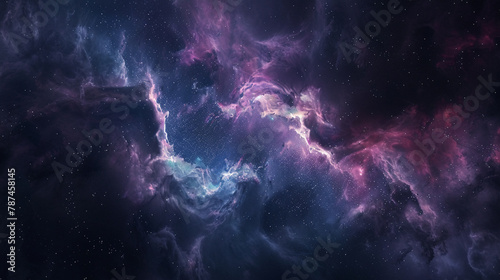 The ethereal beauty of a nebula, mystical and full of cosmic dust, floating silently in space photo