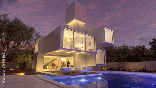 Luxurious modern mansion wi...