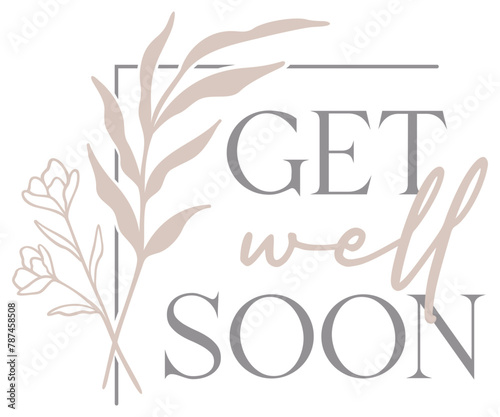 Get Well Soon | Corner Botanical Frame | Floral Line Art | Vector Illustration