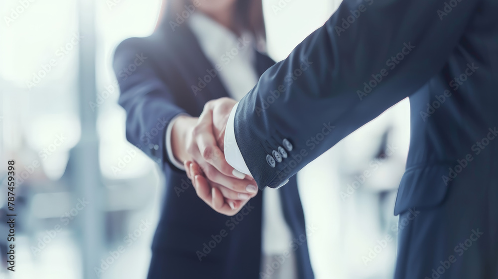 smiling business man doing a handshake