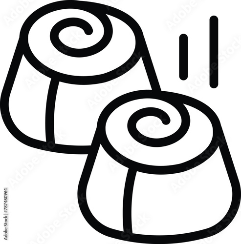 Cinnamon pastry buns icon outline vector. Glazed sweet treats. Fresh baked delicacy
