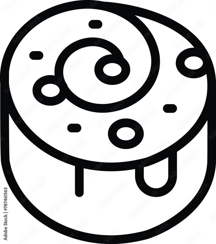 Obraz premium Sweet dough pastry roll icon outline vector. Breakfast baked bun. Delicious creamy dessert