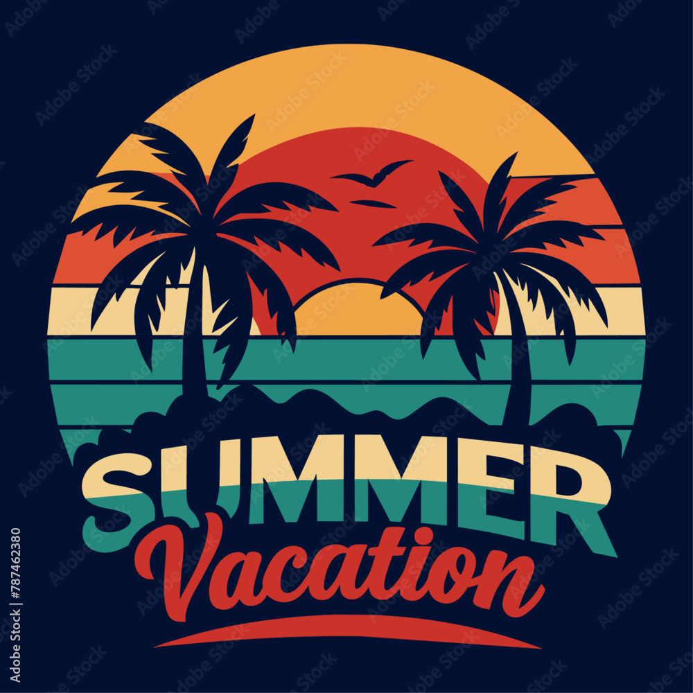 Summer t shirt design vector. Summer retro and vintage t shirt deign. Summer t shirt design vector. Summer retro and vintage t shirt deign.