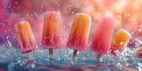 Popsicles flying in the air a colorful background-AI generated image 