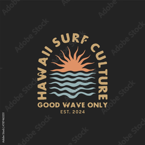 Vintage surf design template for surf club, surf shop, surf merch.