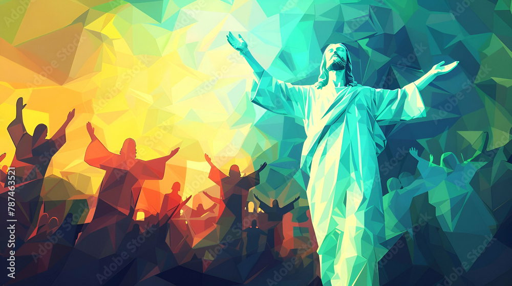Fototapeta premium Geometric abstract illustration of the Resurrection of Jesus