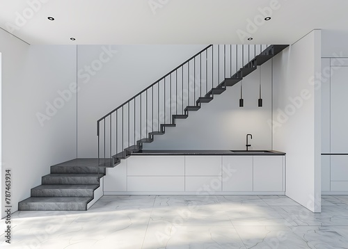 indoor stairs with cabinet under the staircase
