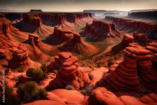 A panoramic expanse of red rock formations, shaped by the patient hand of summer winds. © Muhammad